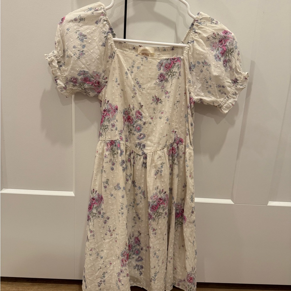 LoveShackFancy Cream Floral Dress
